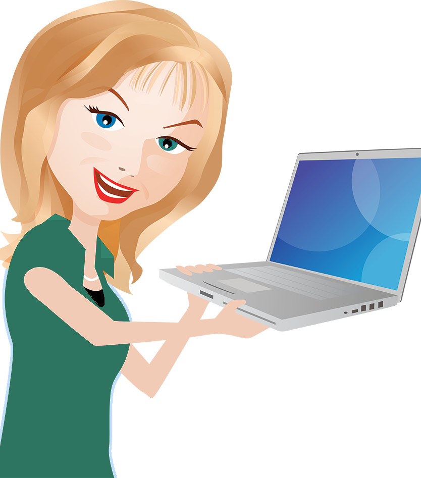 Illustrated avatar of Michelle Lentz holding a laptop